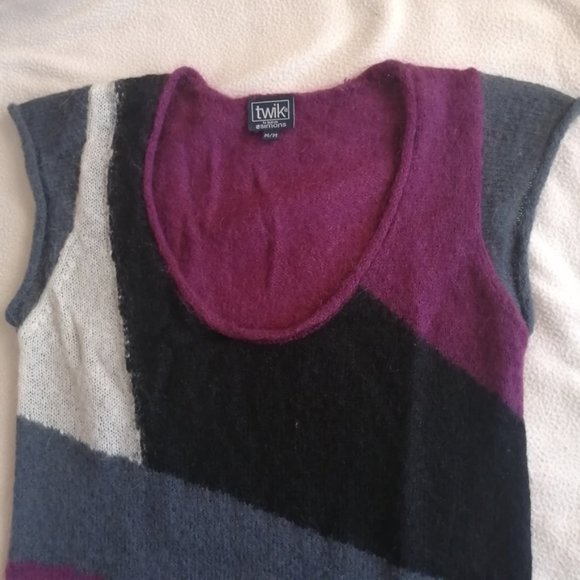 Twik La Maison Simons Mohair Geometric Sleeveless Mini Sweater Dress - Picture 4 of 12